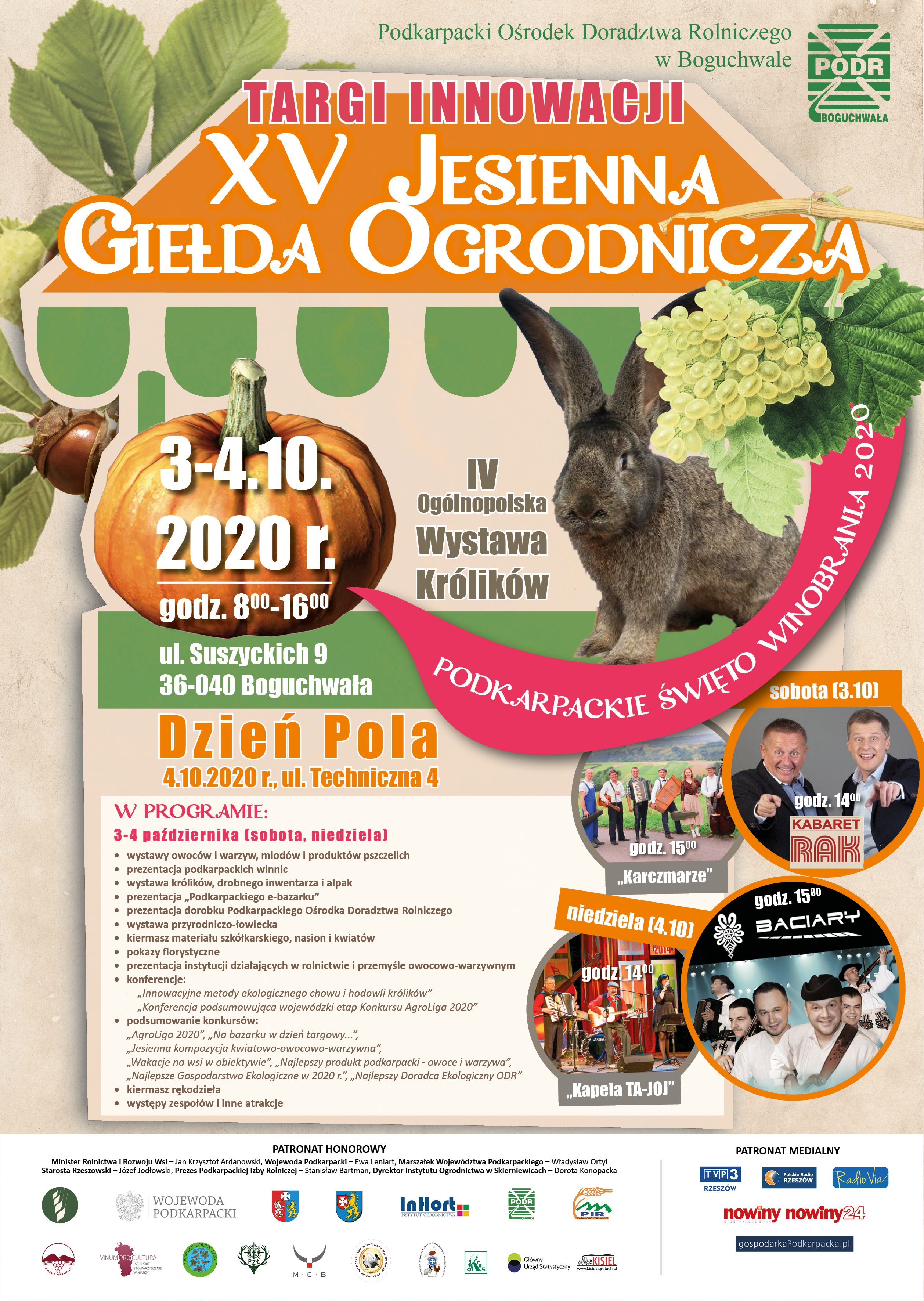 Plakat reklamujący 15 jesienną giełdę ogrodniczą