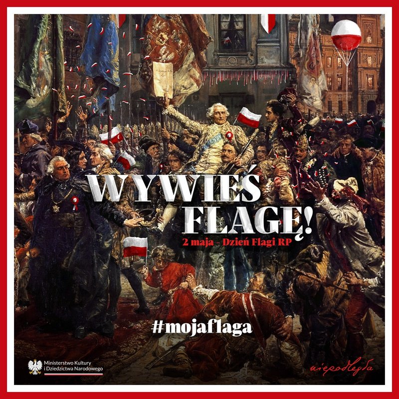 Plakat zachęcający do wywieszenia flagi RP.