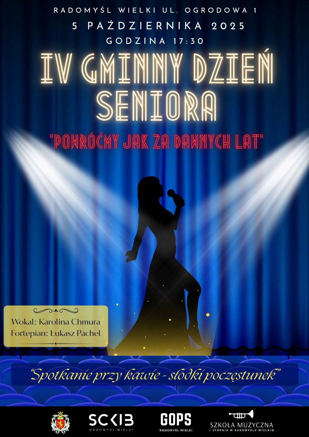 Plakat informujący o Gminnym Dniu Seniora w Radomyśłu Wielkim, 5 października.