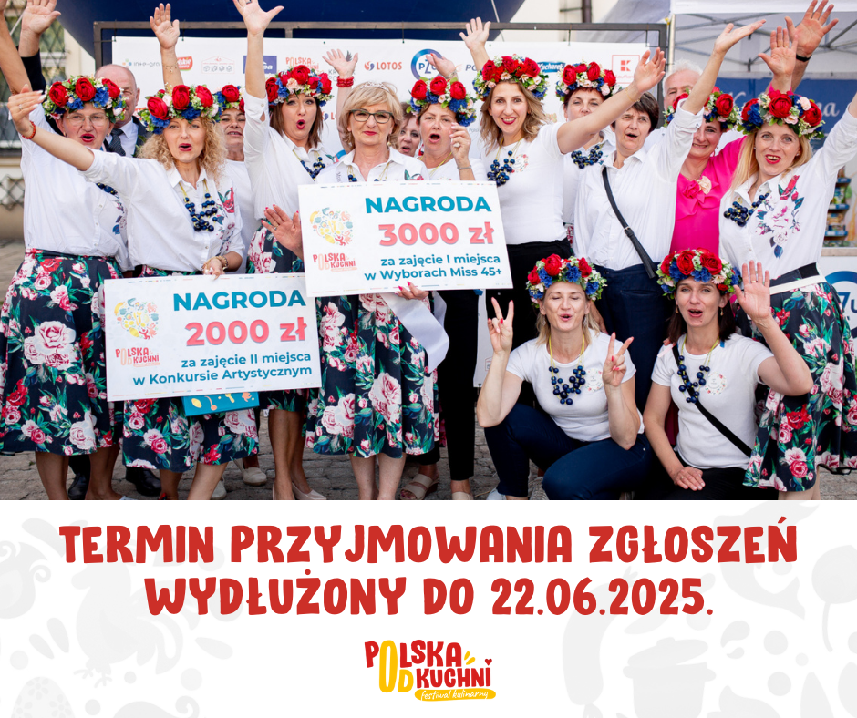 Plakat informujący wydłużenie przyjmowania zgłoszeń do 22 czerwca 2025 roku