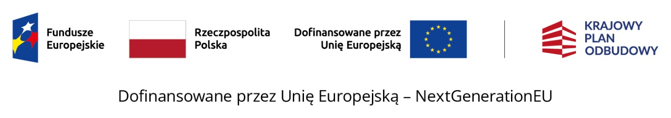 Logotypy Funduszy Europejskich i KPO