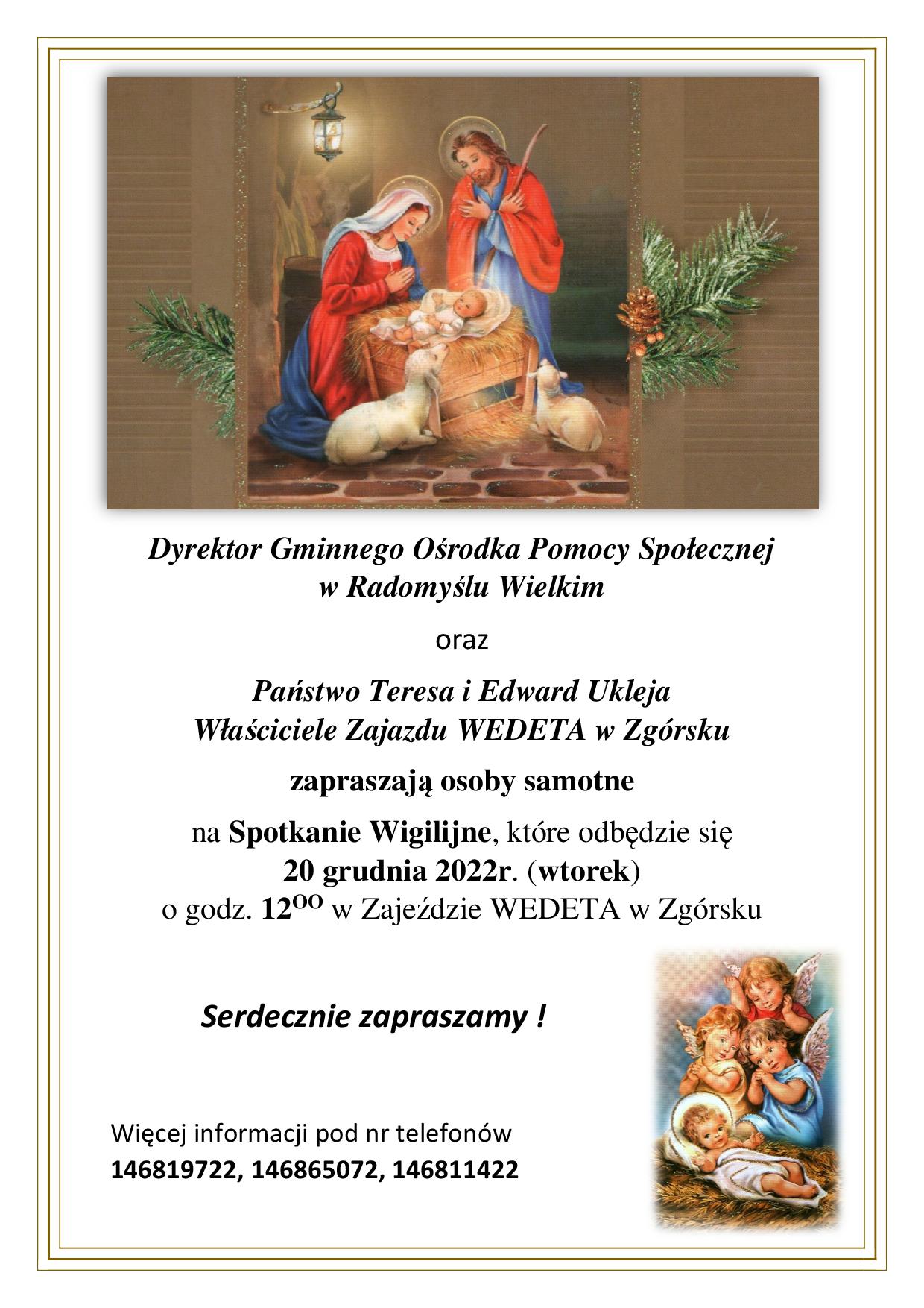 Plakat spotkania wigilijnego